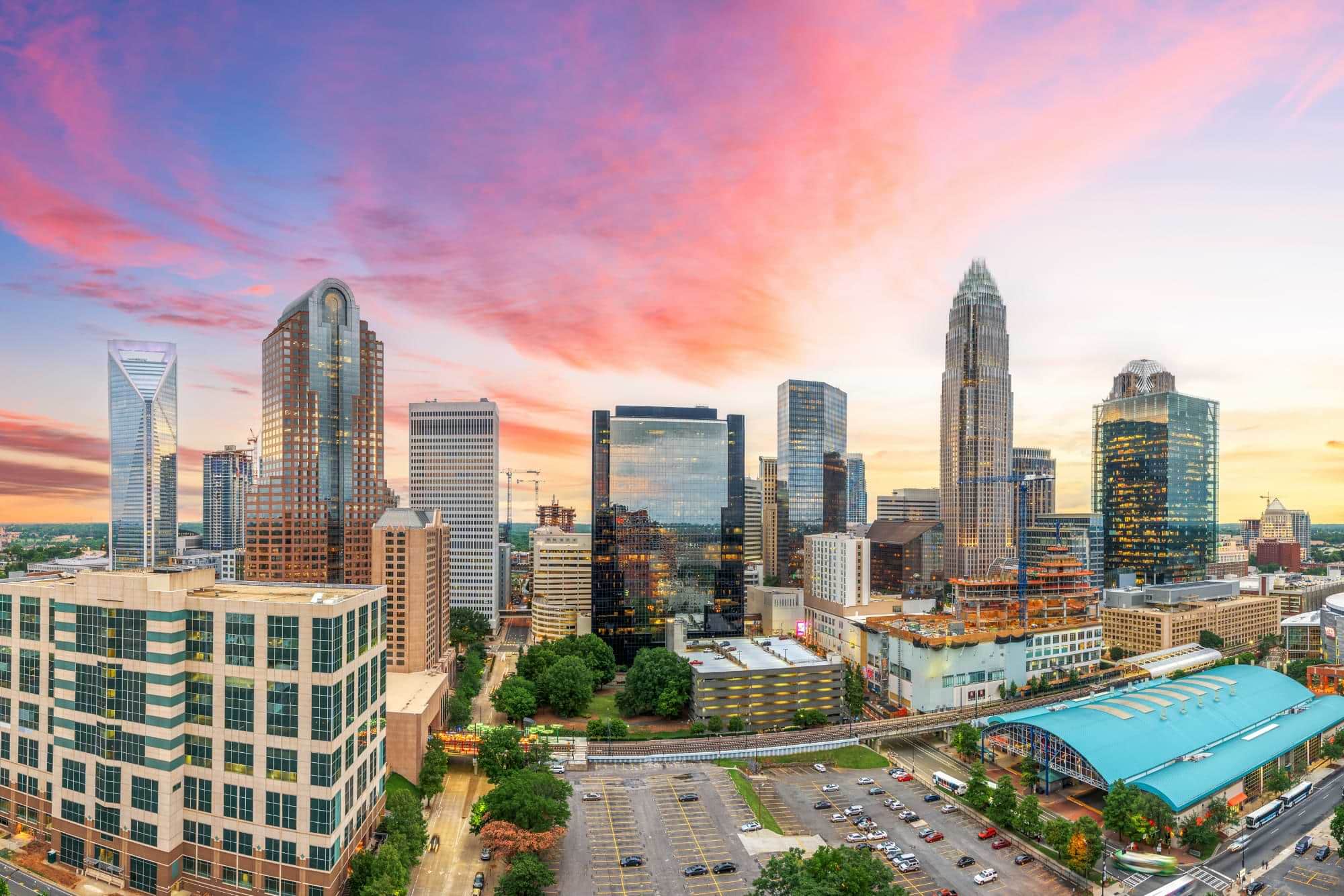 Charlotte business office buildings and skyline